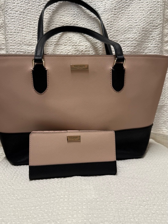 kate spade Handbags - Kate Spade | Blush Pink & Black Tote Bag with Matching Wallet